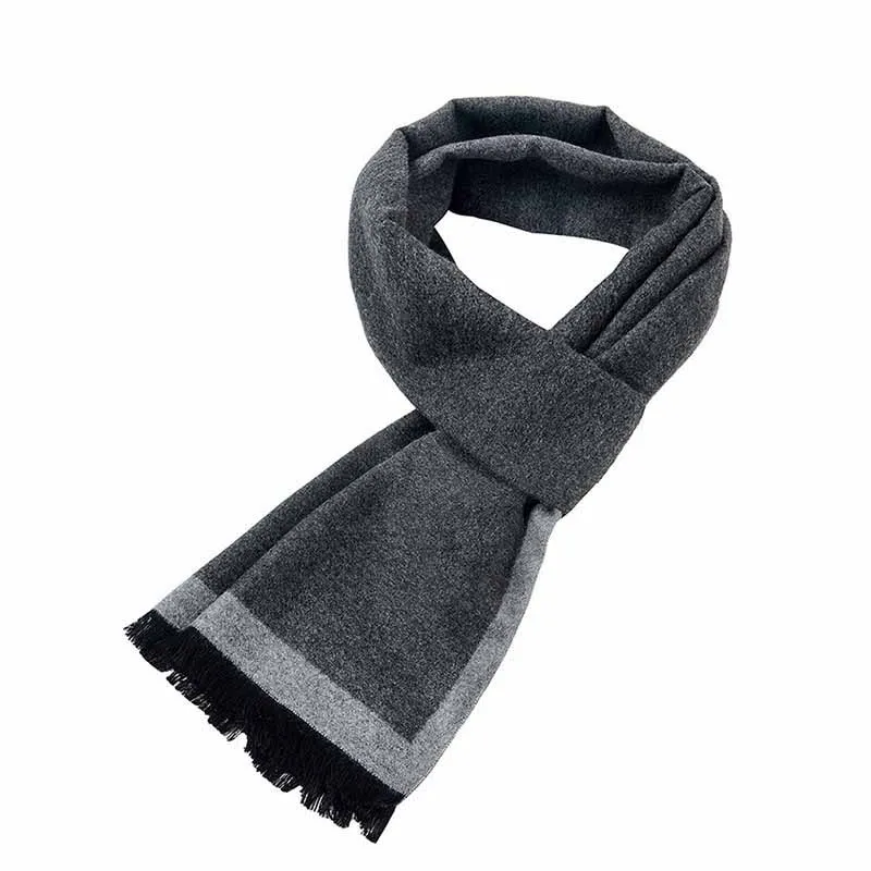 Mantieqingway Formal Business Scarf For Men Winter and Autumn Cashmere Long Scarves Mens Grey Black Scarves Tassel Shawls320l