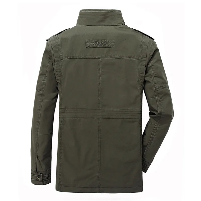 Plus Size 5XL 6XL 7XL 8XL Brand AFS JEEP Military Jacket Men Cotton Stand Collar Embroidery Medium-long Autumn Jacket For Male T5190617