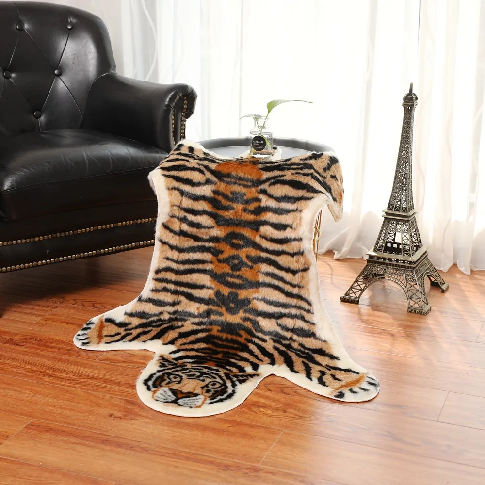 tiger printed Rug Cow Leopard Cowhide faux skin leather NonSlip Antiskid Mat Animal print Carpet240U