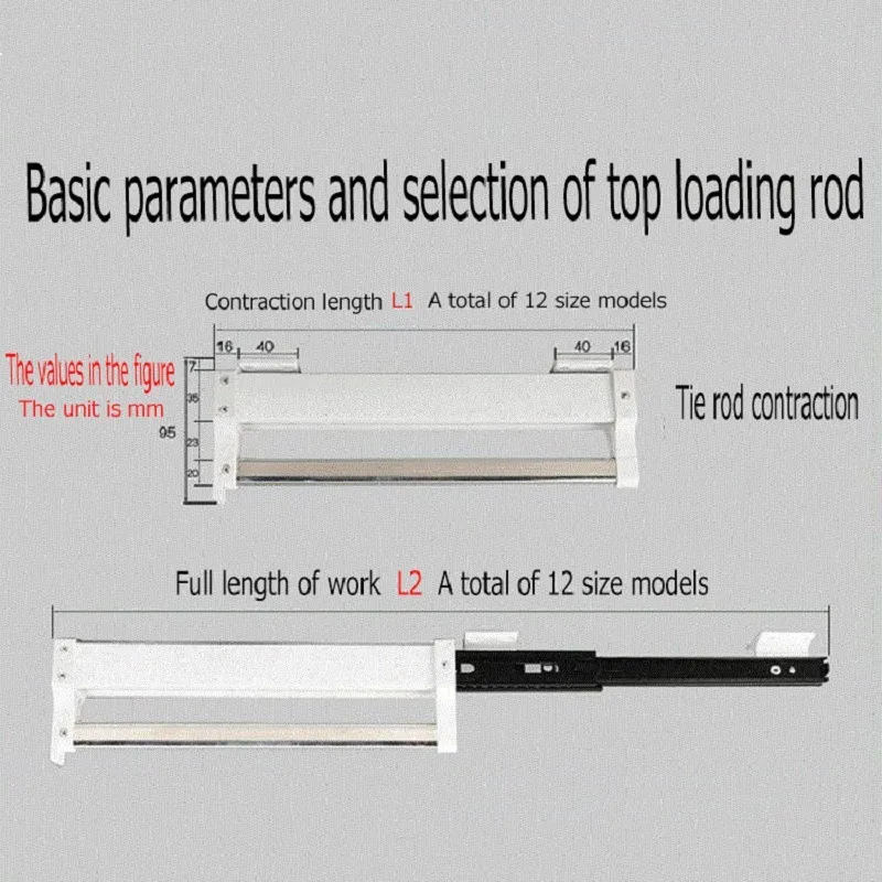 Tringle de voiturier pour placard coulissant, réglable, pour vêtements, rail supérieur pour garde-robe, barre de support, roulement à billes, coulissant, robuste, T2004211N