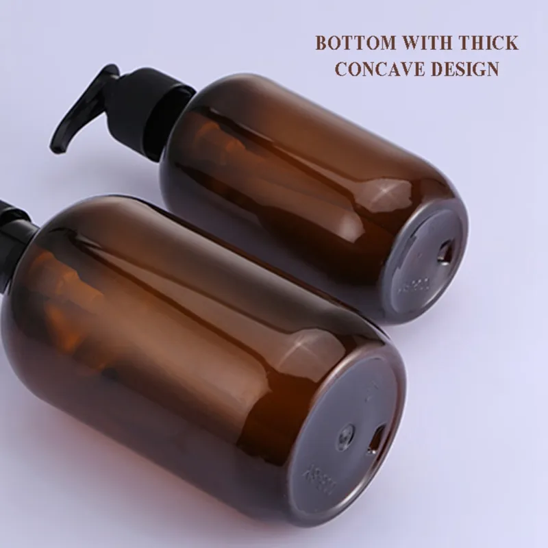 Янтарная пластиковая пустая бутылочка с черным лосьоном, контейнеры для образцов насоса для баночек с гелем для душа и лосьоном для тела — 10 1 унция And289J