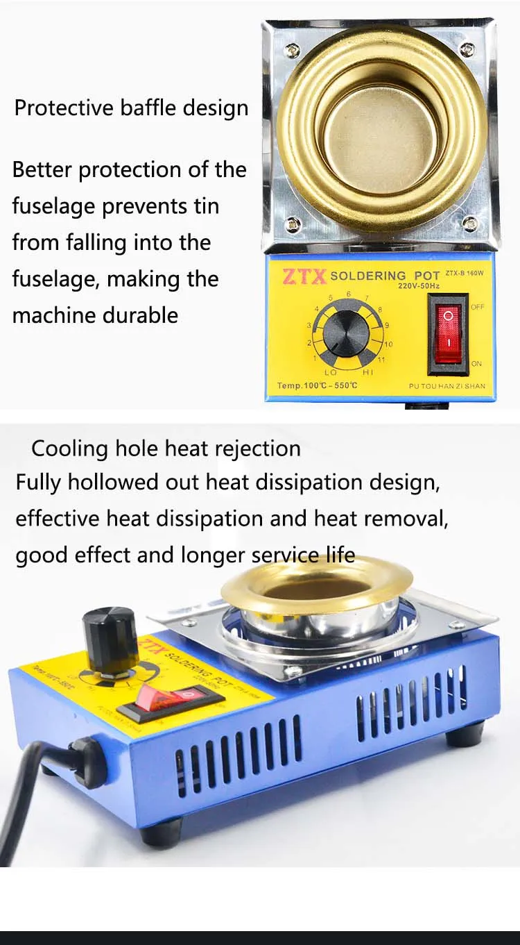 220V 160/280/350W Adjustable Temperature Solder Pot Tin stove Melting Furnace Temperature Soldering Desoldering Tinning Tools