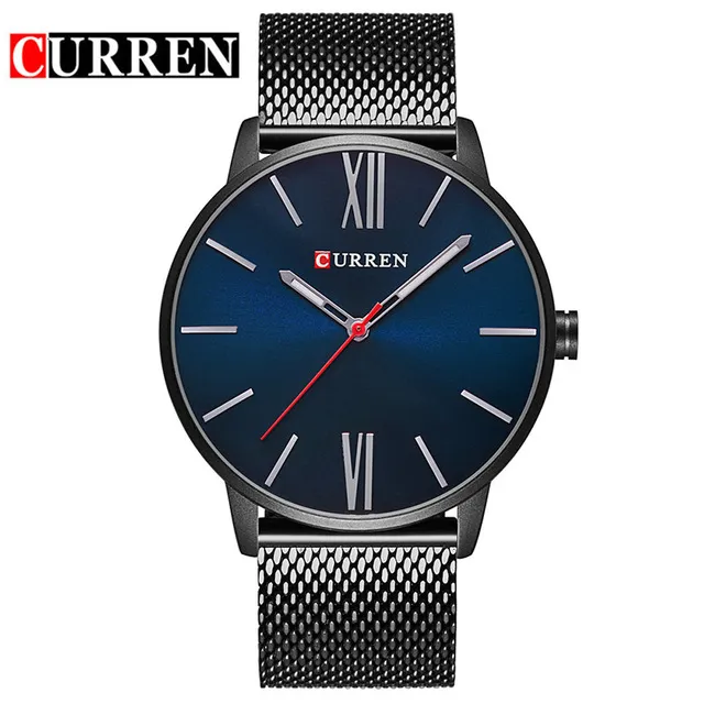 Horloge CURREN Eenvoudige Grote Wijzerplaat Ultradunne Mode Zakelijke Mannen Horloge Volledig Staal Quartz Mannelijke Klok Reloj Hombre Montre Homme257D
