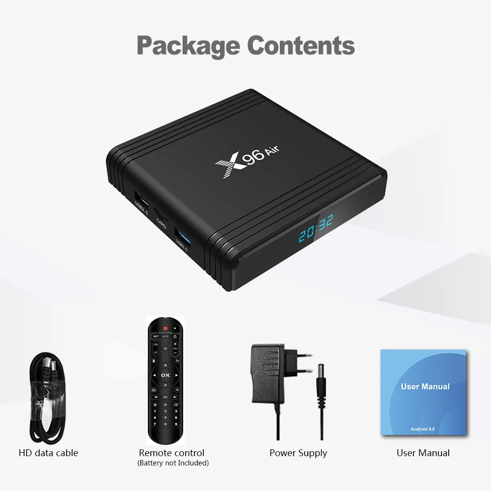 X96 Air 8K Android 9.0 Smart TV Box 4 GB 64 GB Quad core Dual Wifi Google Player Set top-box H96 max X96air KM1