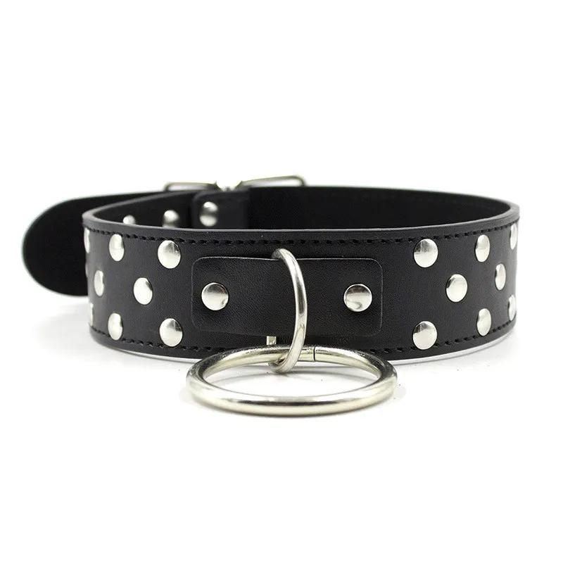 Leather Rivets Adult Slave Collar Leash Bondage Sex Neck Ring for Women Men Adults Game Toys Novelty Sex Products for SM Games07