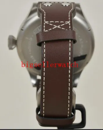 Herren Sport Watches neue 42 -mm -Big Montre D 'Aviateur Black Dial 510401 Automatische Herren Watch Silver Hülle Lederband HIG250y