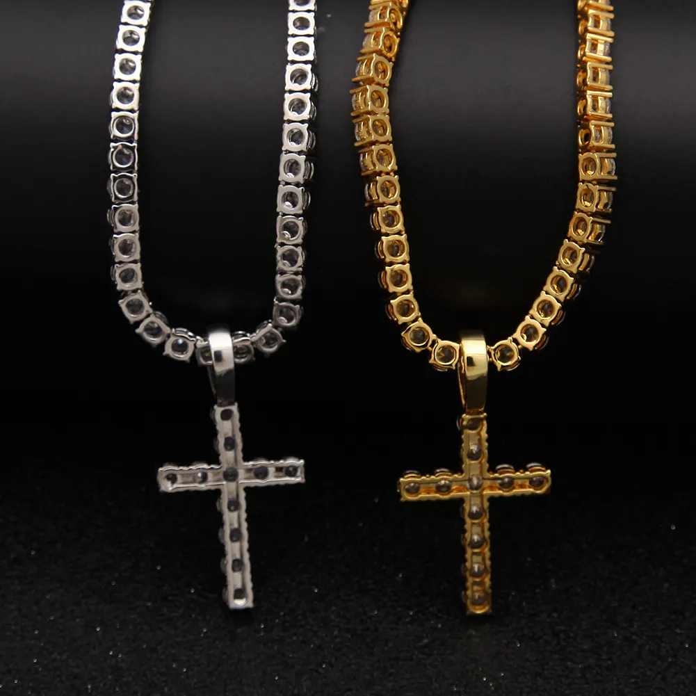 Colliers croisés Hip Hop pour hommes, zircone cubique, pendentif glacé, chaînes de rappeur scintillantes, bijoux hip hop, cadeau 240m