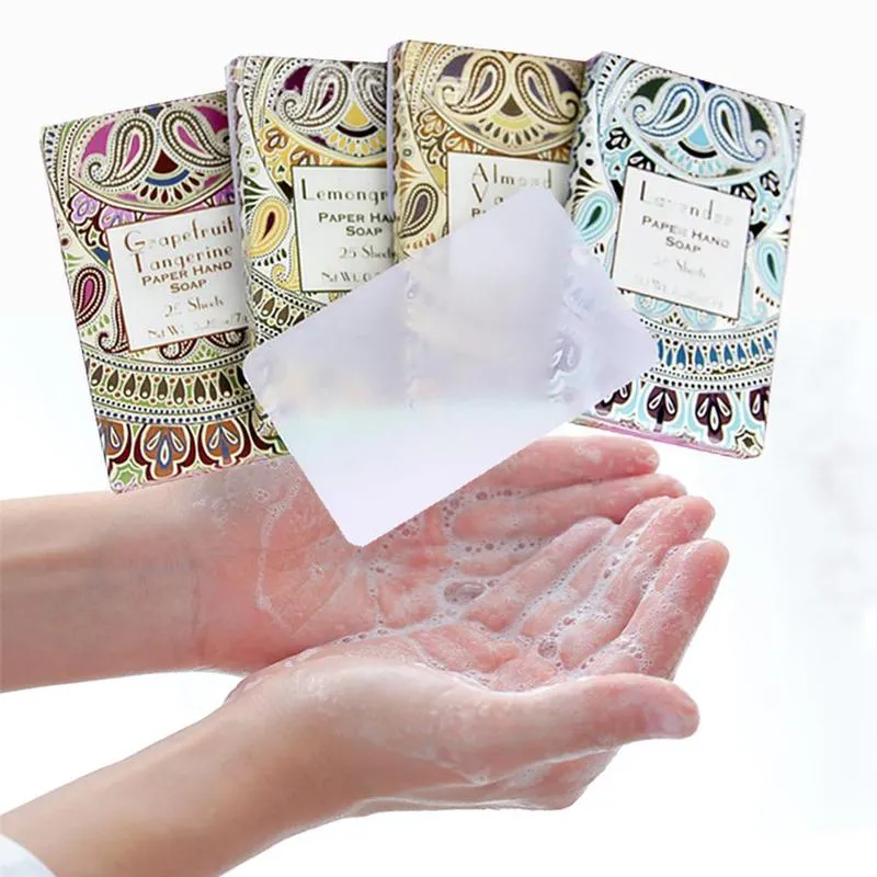 Portable soap paper sheet travel instant cleaning hands with box mini scented slice fresh and fragrant disposable