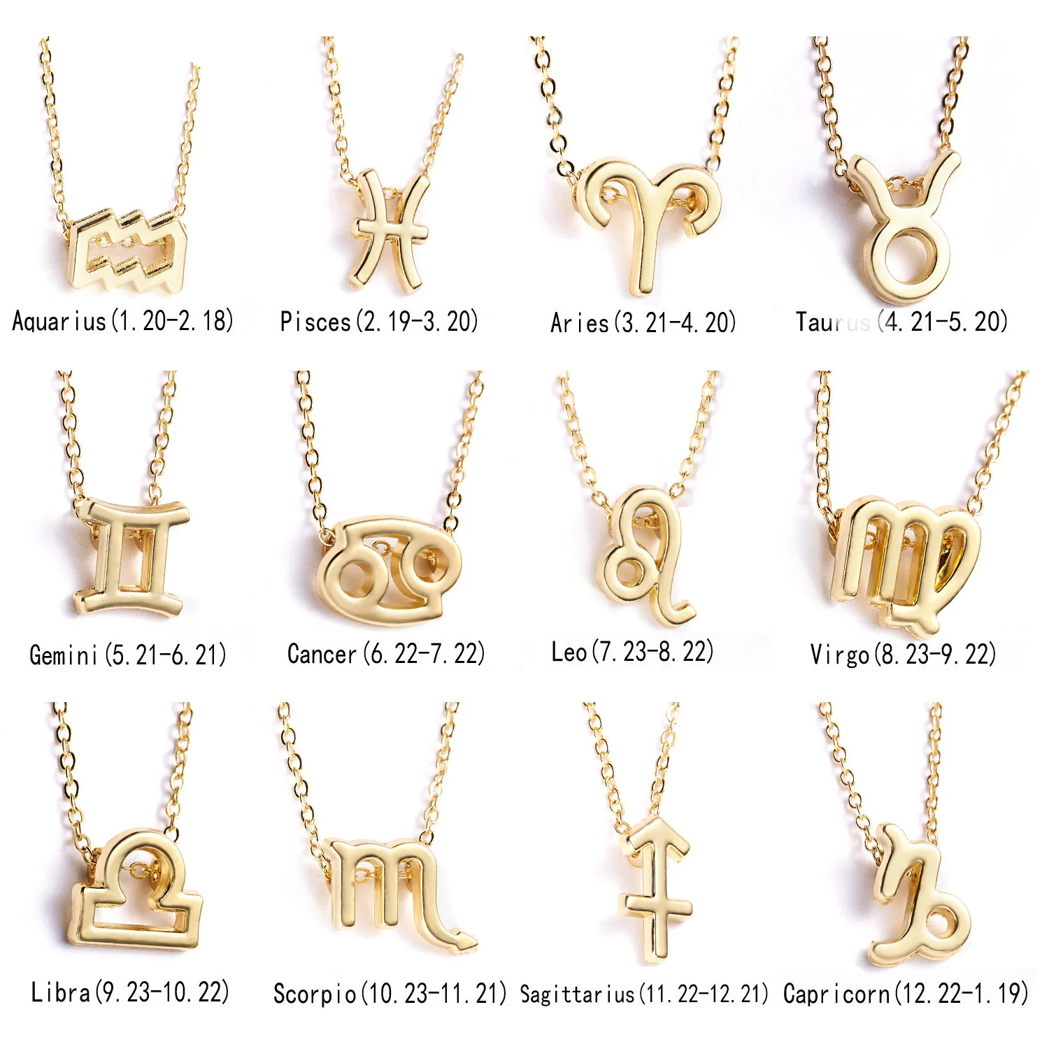12 colliers du zodiaque Constellation signe pendentif plaqué or chaînes collier cadeaux d'anniversaire pour hommes femmes bijoux de mode