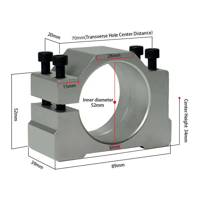 Porta del mandrino del motore 52 mm 57 mm 65 mm morsetto morsetto in alluminio con morsetto da la macchina router incisione CNC