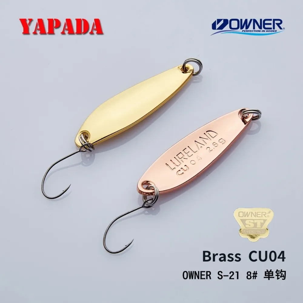 Yapada colher de bronze cu04 2 8g 3 6g 4 7g 36x10mm proprietário único gancho colher de metal multicolorido fluxo iscas de pesca truta t191016221o