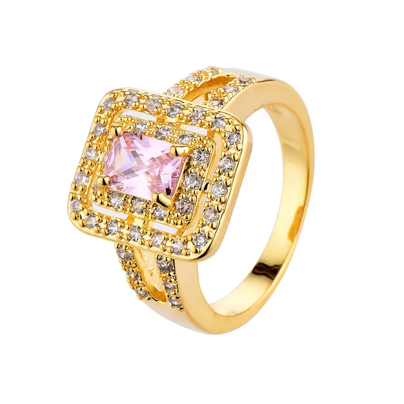 Con pietre laterali che vendono anello in oro rosa le donne Gioielli di moda in nichel Anelli nuziali da sposa Regalo la festa delle donne F337y