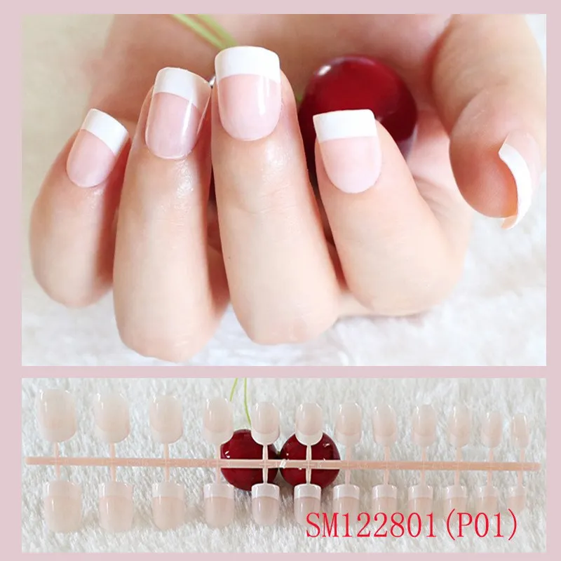 Timeless Classic French Nails Art Manicure Tan Artificial Nail Collection Finished Full Cover Fingernail Tips Patch