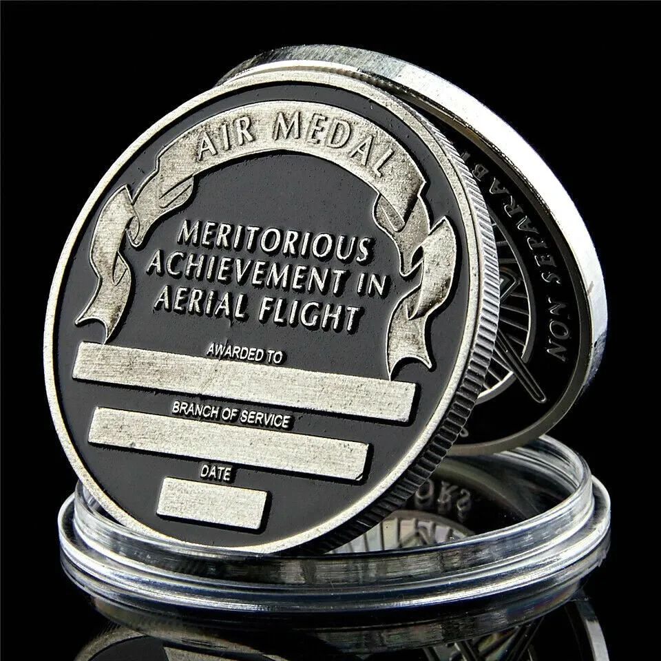 USA Military Air Meda Coin Craft Meritorious Achievement In Aerial Flight Token Silver Plated Challenge Badge5295261