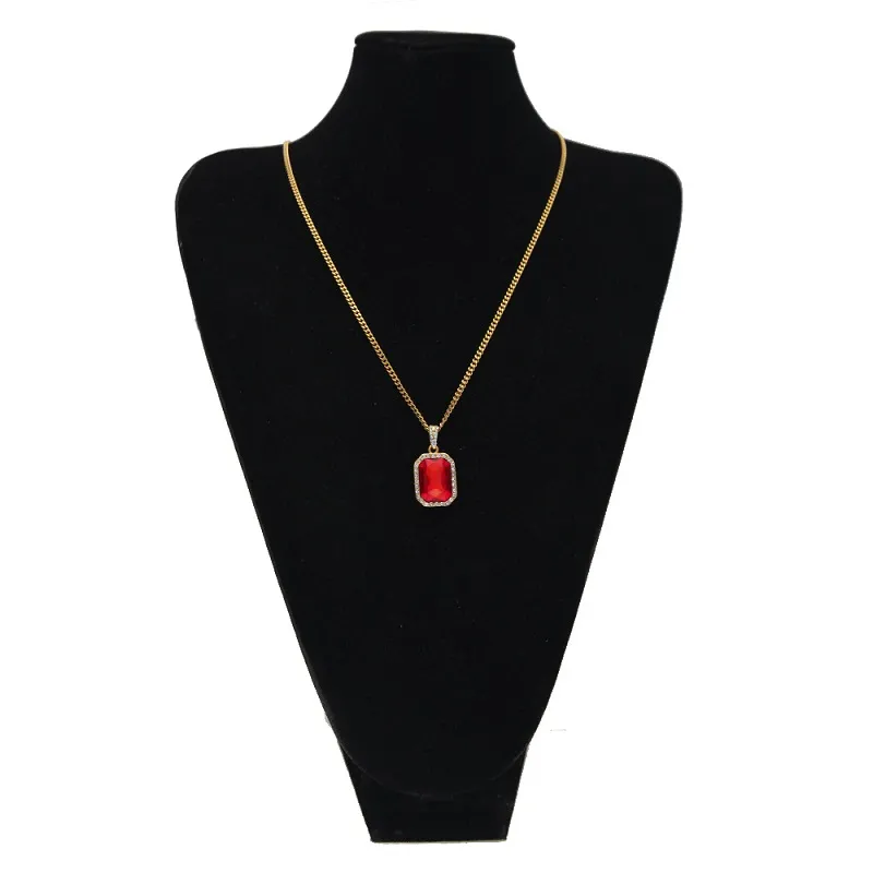 Heren Mini Ruby Hanger Ketting Goud Cubaanse Link Chain Mode Hip Hop Kettingen Sieraden voor Mannen Gift244P