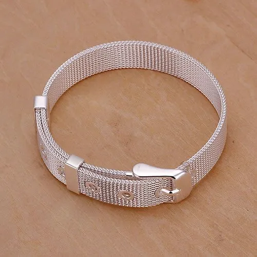 Promoción, pulsera plateada para mujer, joyería, pulsera de moda de alta calidad, venta al por mayor y venta al por menor, brazalete de cuero para pulseras