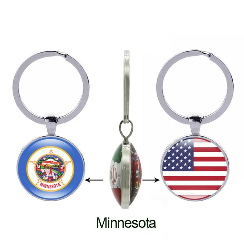 Flagge Keychain Michigan Montana Missouri Mississippi United States 50 State Glass Doppled Key Ring Geschenk Juwely6478137