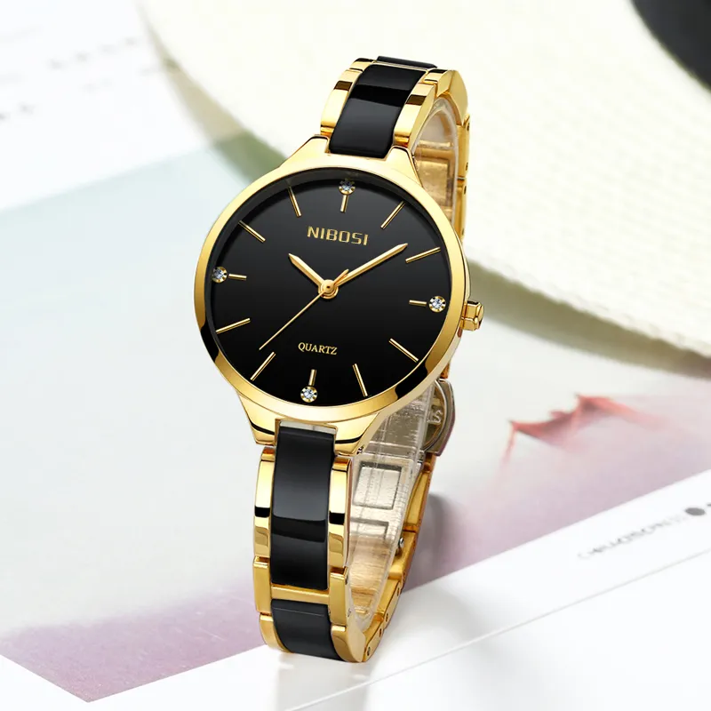 Nibosi relógio feminino relógios senhoras criativo pulseira de cerâmica relógios feminino relogio feminino montre femme2136