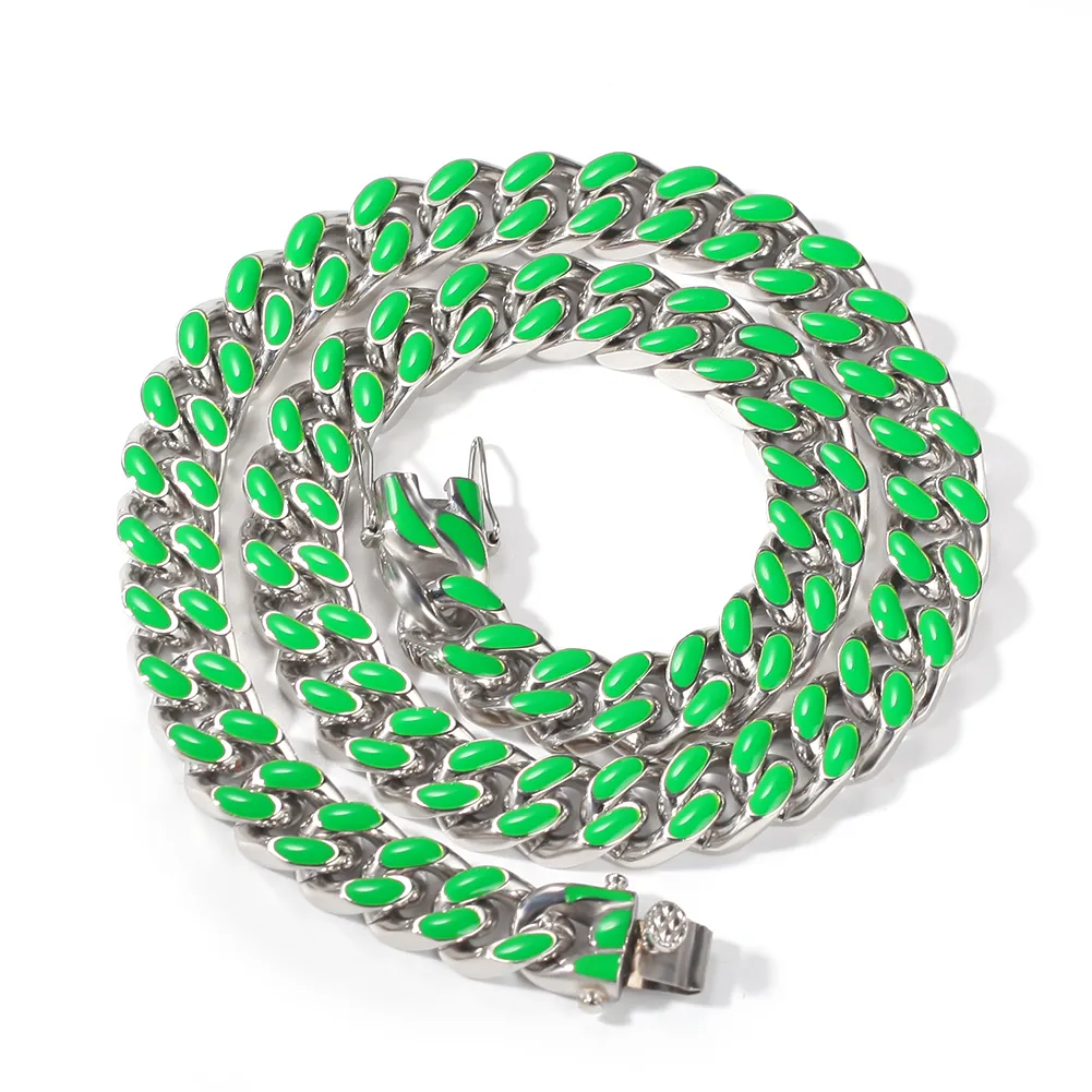 La più nuova collana da uomo 12MM Collane di olio a goccia color acciaio inossidabile HIPHOP Miami Cuba collane a catena collana di alta qualità di moda280a