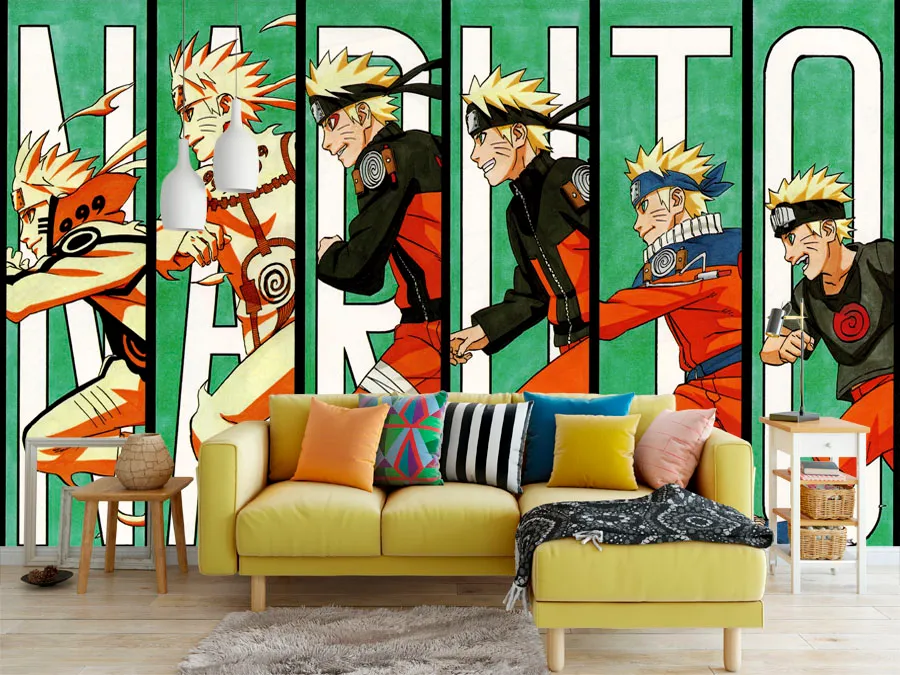 Naruto Carta da parati Anime giapponese 3D murale bambini Ragazzi Camera da letto TV Sfondo Carta da parati personalizzata cartoni animati Soggiorno Grande parete276V