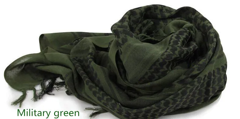 Army Military Tactical Unisex Arab Shemag Cotton Scarves Hunting Paintball Head Scarf Face Mesh Desert Bandanas Military green Z Y5135858