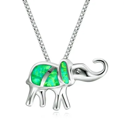 Mooie regenboogvuur opaal olifant hangers 925 verzilverde blauwe opalen kettingen voor mode vrouwen kristal bruiloft281m