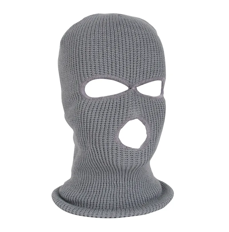 Maschera di copertura integrale Tre Passamontagna a 3 fori Cappello lavorato a maglia Inverno Stretch Maschera da neve Cappello a cuffia Nuovo Maschere il viso calde nere233Y