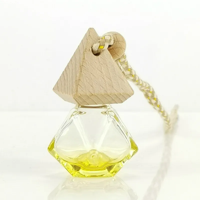 Car Diffuser Bottle Perfume Cube Pendant Hanging Air Freshener Aromatherapy Glass Pyramid Lid Diamond Shaped Polygon Essential Oil Diffusers