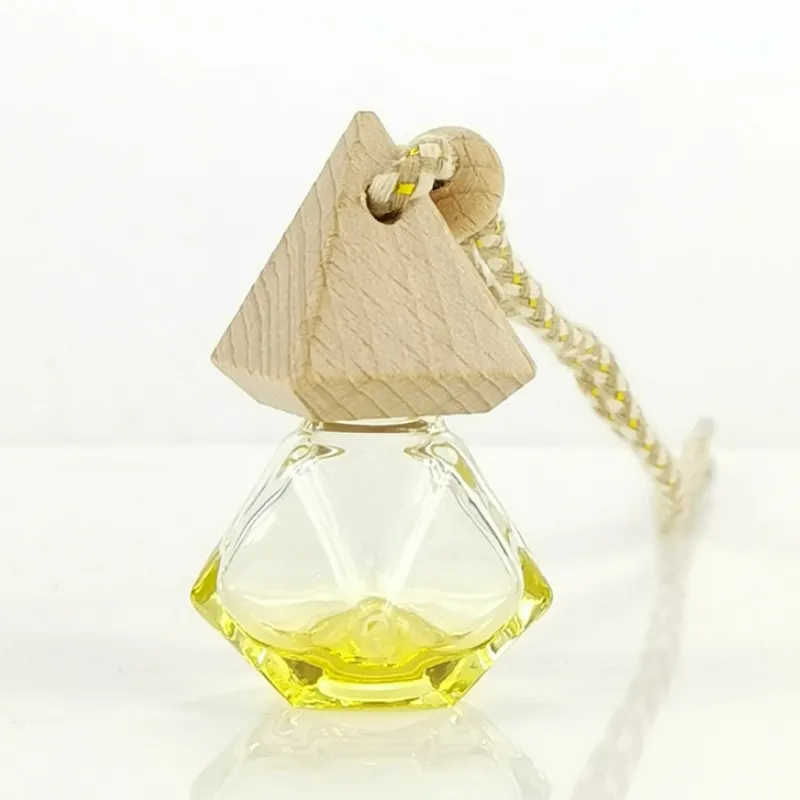 Diffuseur de voiture bouteille parfum Cube pendentif désodorisant suspendu aromathérapie verre pyramide couvercle diamant en forme de polygone huile essentielle 4684520