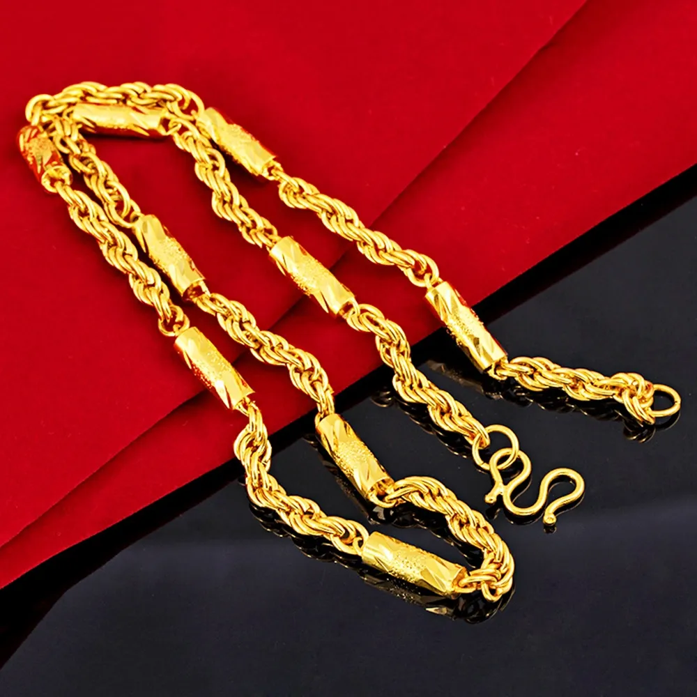 Hiphop gepersonaliseerde ketting 18K geel goud gevuld touw geometrische stijl aangepaste ketting ketting voor heren247P
