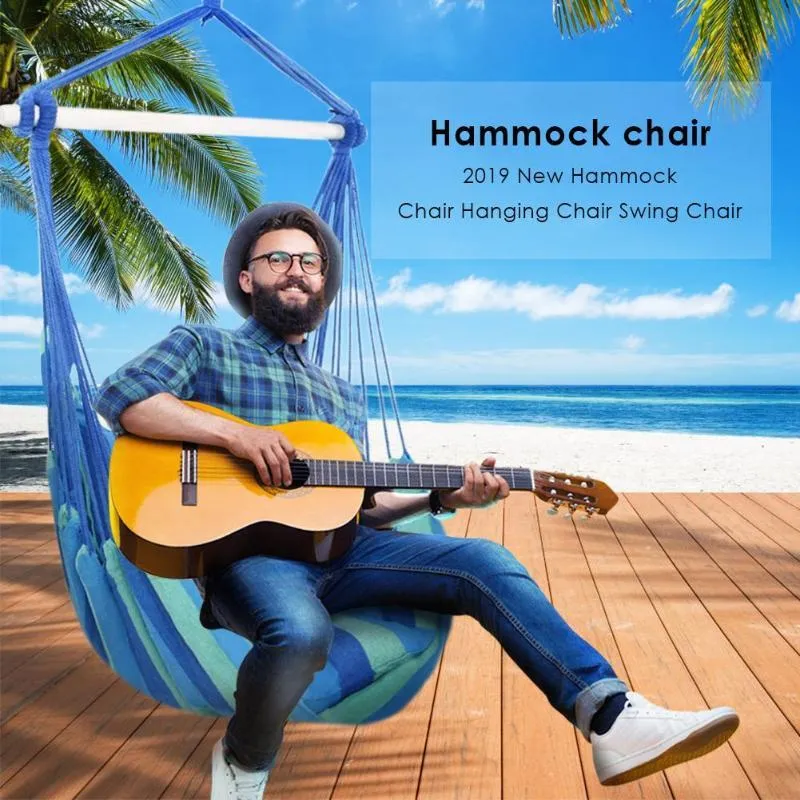 New Hammock Chair Hanging Chair Swing Chair Seat With 2 Pillows For Indoor Outdoor Garden Y200327337q