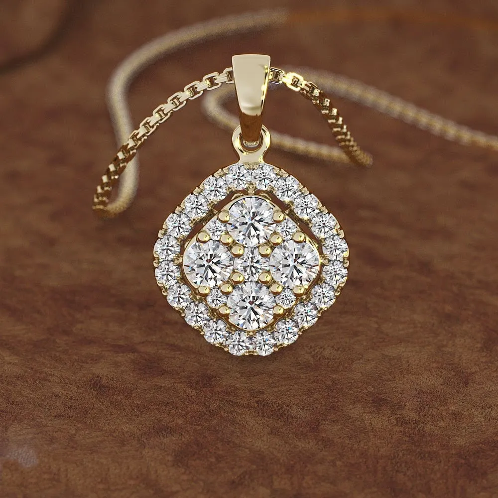 18k Rose Gold 2 karat Diamond Pendant Square 18k Gold Chalcedony Bizuteria Women Square smycken halsband Pierscionki Gemstone CX24139340