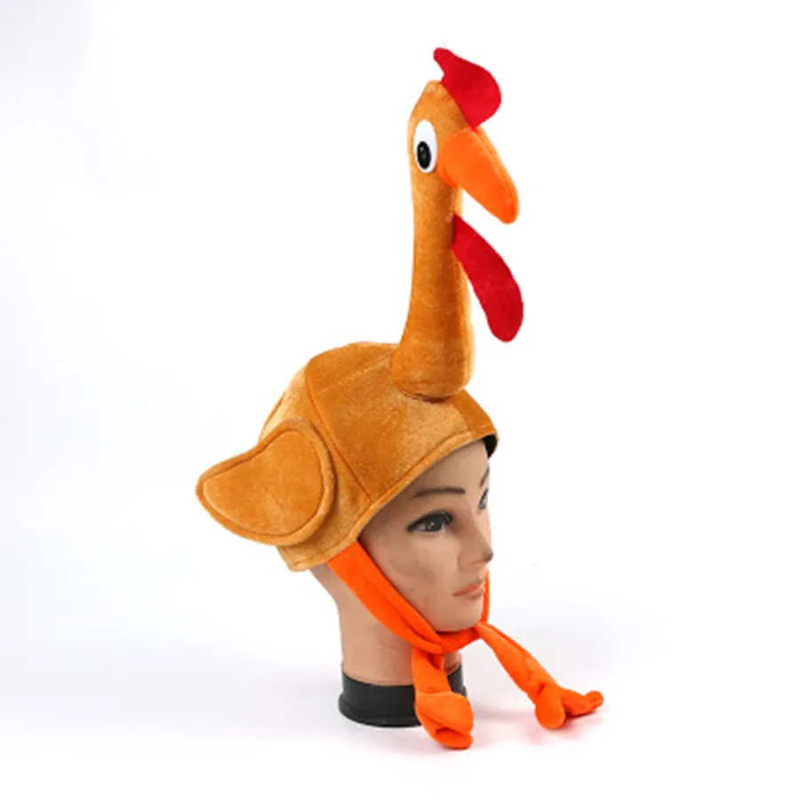 Decorações de Natal adulto criança bonito frango cabeça máscara de pelúcia galo chapéu fazenda animal pássaro festa de halloween traje accessor2982