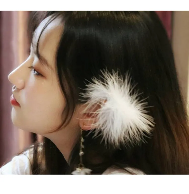 Horquilla de plumas Mori Xianqi, tocado blanco dulce coreano para mujer, accesorios para el cabello para niña, dama de honor