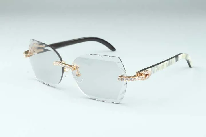 Новая режущая похромная линза 8300817-c Алмазные солнцезащитные очки натуральные белые и черные гибридные буйволы.