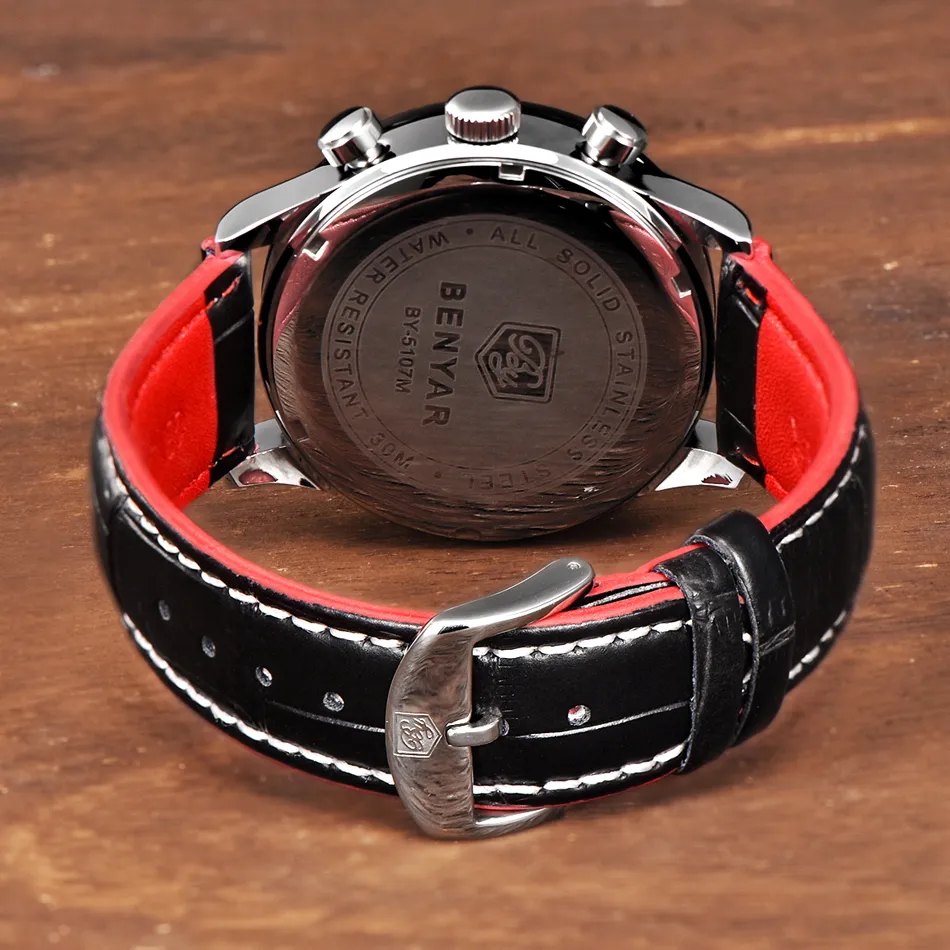 Relogio Masculino BENYAR модные спортивные мужские часы с хронографом лучший бренд класса люкс кварцевые военные часы мужские erkek kol saati302J
