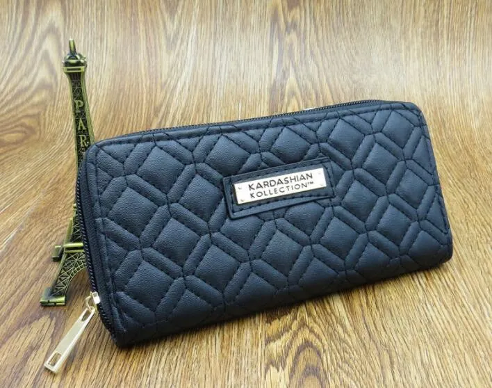 KK Wallet Long Design Dames Wallets Modemerk PU LEEDER KIM KARDASHIAN Kollection High Grade Clutch Bag Zipper Coin Purse Han235G