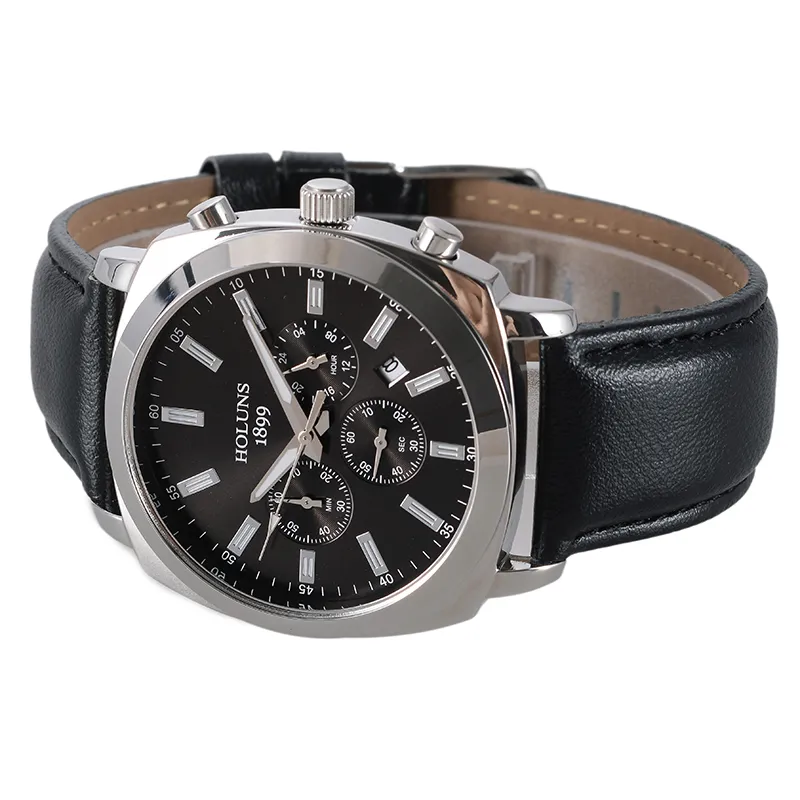 cwp LUXUSuhr Herren Top-Marke HOLUNS echtes 50 m wasserdichtes Leder Herren Business Casual Fashion Quarzuhren montre homme 007 274L