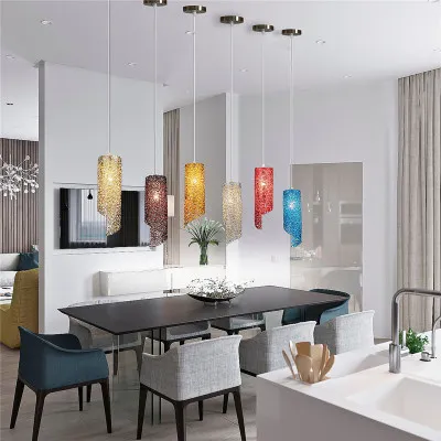 Modern Creative Color E27 LED Pendant Lamp Personlighet Aluminium Hang Lamp Pendant Light Home Lighting Kitchen Fixtures236p