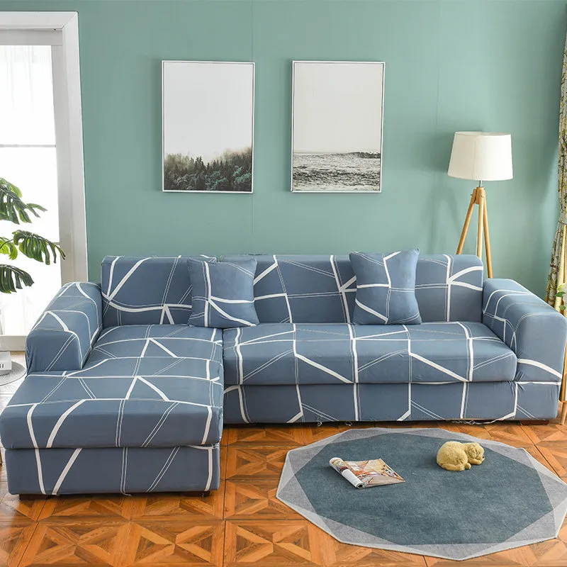 غطاء أريكة مجموعة الأريكة الهندسية مرنة لحيوانات غرفة المعيشة الزاوية L على شكل Chaise Longue336c