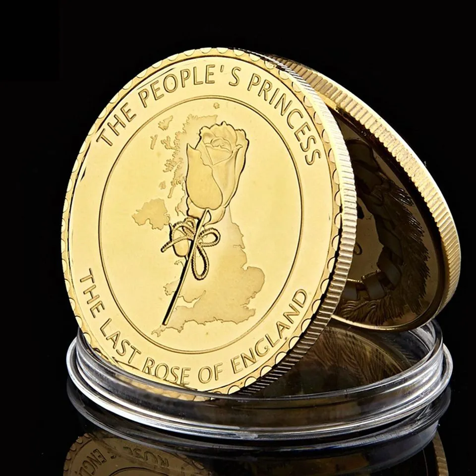アーツアンドクラフトゴールドメッキイギリスのプリンセスラストローズワールドセレブのお土産メタルコイン1830361