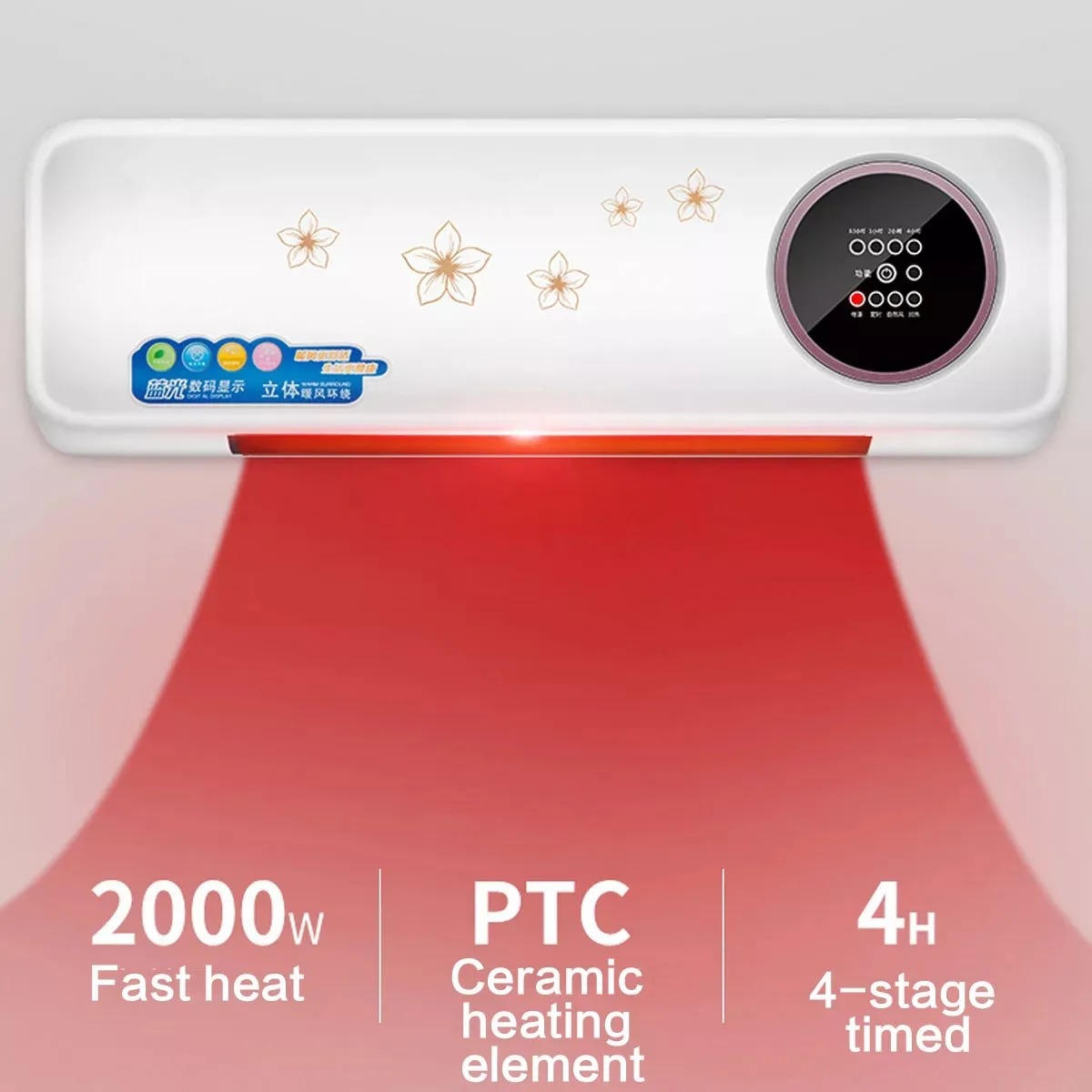 Climatiseur mural de chauffage de l'espace de chauffage fixé au mur de synchronisation électrique de 2000 W avec télécommande 284J