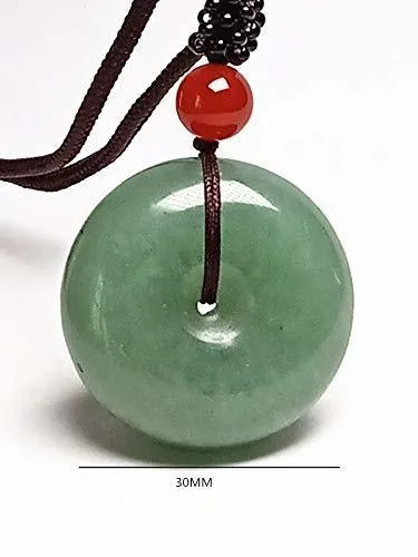 Feminino masculino corda natural índia verde jade pedra preciosa donut pingente colar6660986