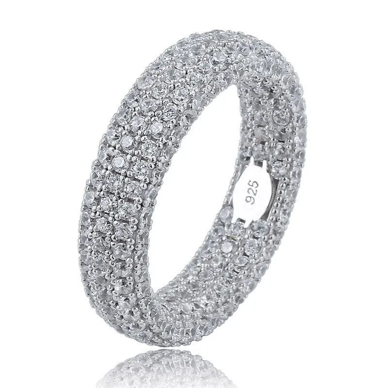 925 anillos de plata esterlina anillos de compromiso conjuntos de boda joyería de diseño de hip hop hombres anillo de amor de circón helado Charms269n