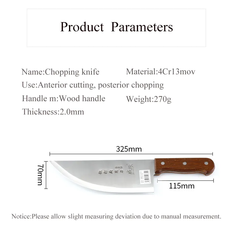LNIFE chinois forgé professionnel en acier inoxydable de 8 pouces, couperet à viande, couteau de boucher à découper, couteaux de Chef de cuisine 151N