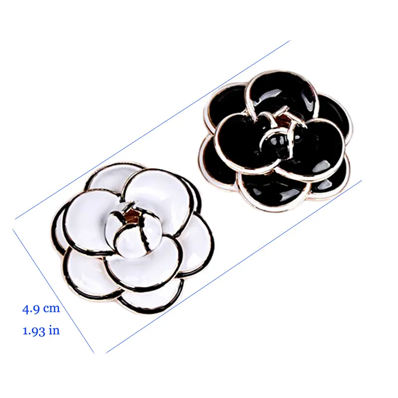 Designer Camellia Brooches High Quality Enamel Flower Brooches Multi-layer Petals Pins Fahsion Jewelry Gifts for Men Women White B270K