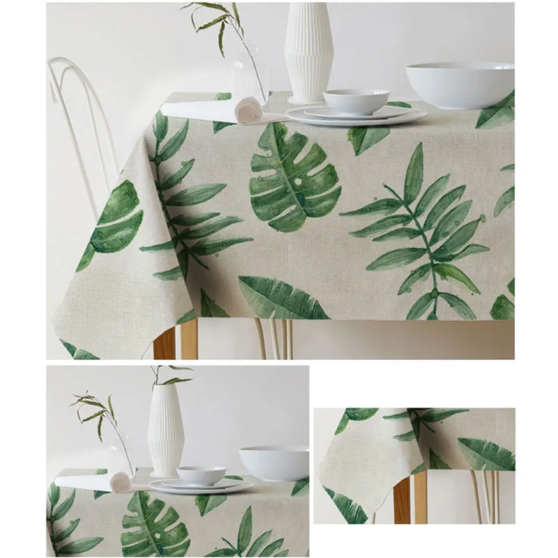 Green Plant Print Tablecloth Linen Waterproof Table Cloth Art European Table Cover For Party Home Decoration Tablecloth Whole 205m