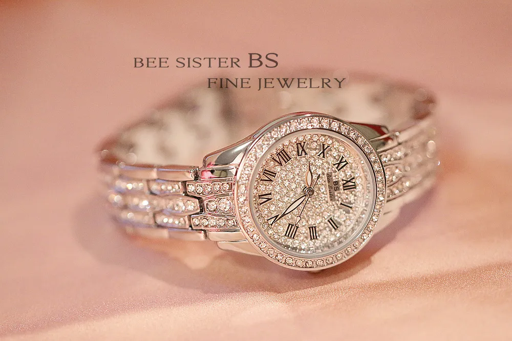 Diamond Women Watch Rhinestone Ladies Silver Bracelet Watches Clock Wristwatch Stainless Steel jewelry181f