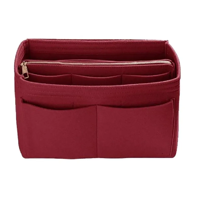 Femmes Fille Portable Feutre Tissu Sac À Main Feutre Insert Sac Multi Poches Sac À Main Bourse Organisateur Titulaire Maquillage Voyage Liner Pouch1239D