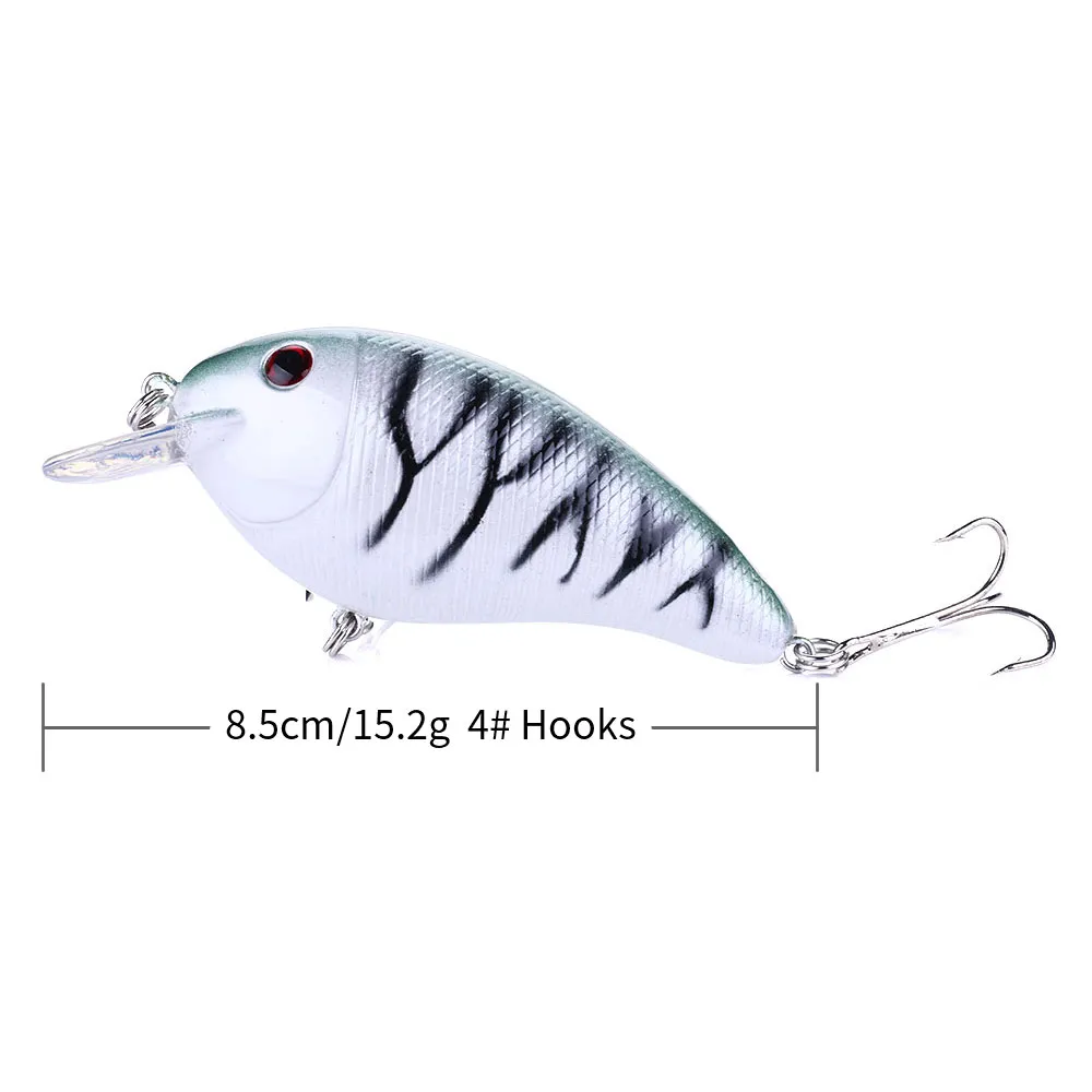 Fiske lockar CB022 8 5CM 15 2G #4 Treble Hook Swiming Djup 0 3-0 9M Crankbait Hooks 265c